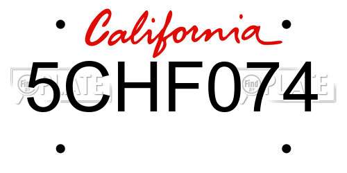 5CHF074 California License Plate