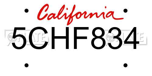 5CHF834 California License Plate