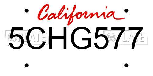 5CHG577 California License Plate