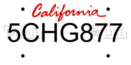 5CHG877 California License Plate