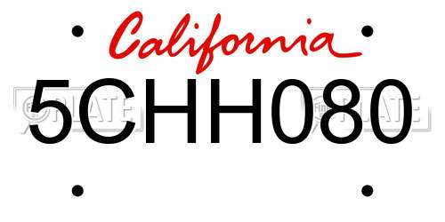 5CHH080 California License Plate