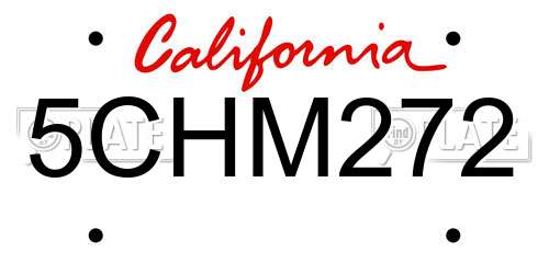 5CHM272 California License Plate