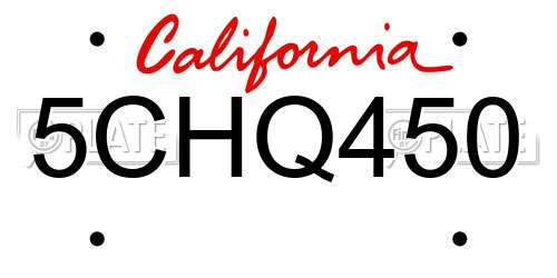 5CHQ450 California License Plate