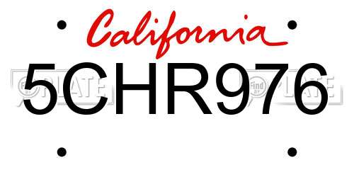 5CHR976 California License Plate