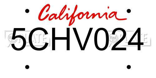 5CHV024 California License Plate