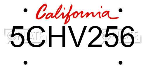 5CHV256 California License Plate