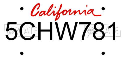 5CHW781 California License Plate