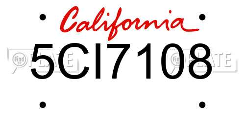 5CI7108 California License Plate