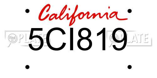 5CI819 California License Plate