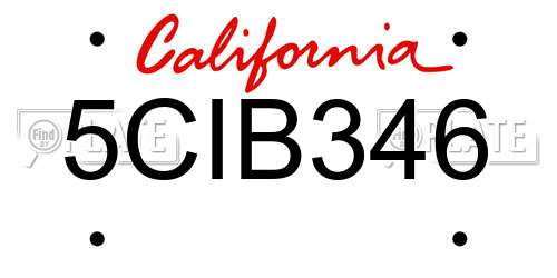 5CIB346 California License Plate