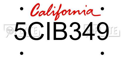 5CIB349 California License Plate