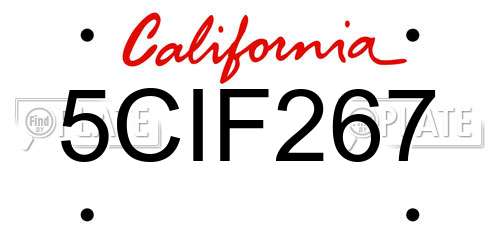 5CIF267 California License Plate