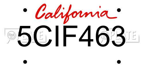 5CIF463 California License Plate