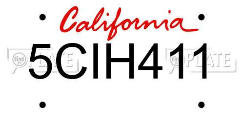 5CIH411 California License Plate
