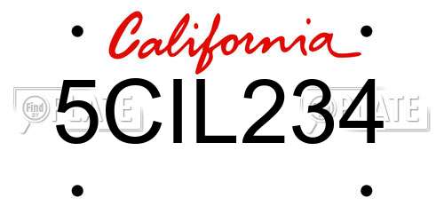 5CIL234 California License Plate