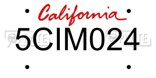 5CIM024 California License Plate