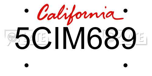 5CIM689 California License Plate