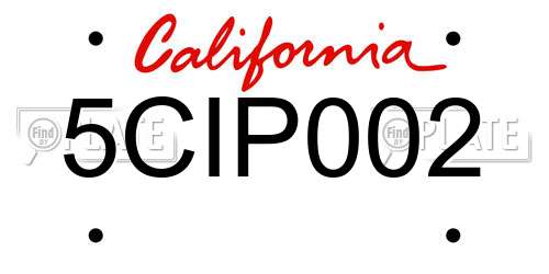5CIP002 California License Plate