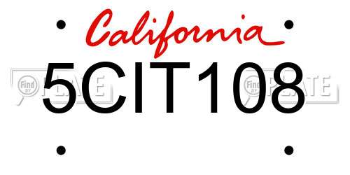 5CIT108 California License Plate