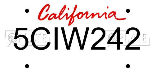 5CIW242 California License Plate