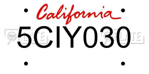 5CIY030 California License Plate