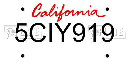 5CIY919 California License Plate