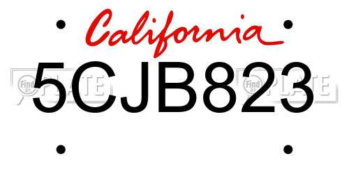 5CJB823 California License Plate