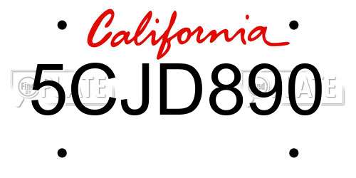 5CJD890 California License Plate