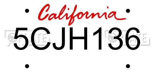 5CJH136 California License Plate