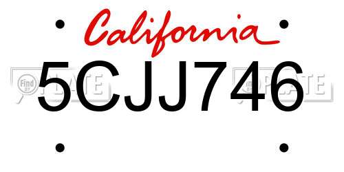 5CJJ746 California License Plate