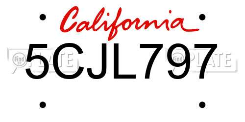5CJL797 California License Plate