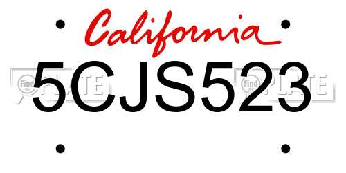 5CJS523 California License Plate