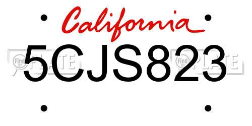 5CJS823 California License Plate