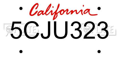5CJU323 California License Plate