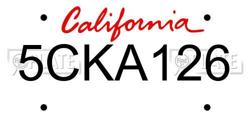 5CKA126 California License Plate