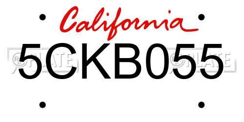 5CKB055 California License Plate