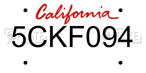 5CKF094 California License Plate