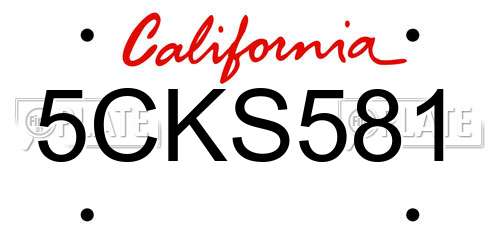 5CKS581 California License Plate