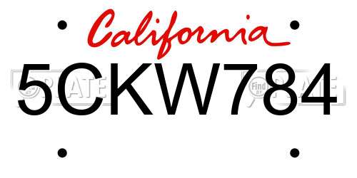 5CKW784 California License Plate