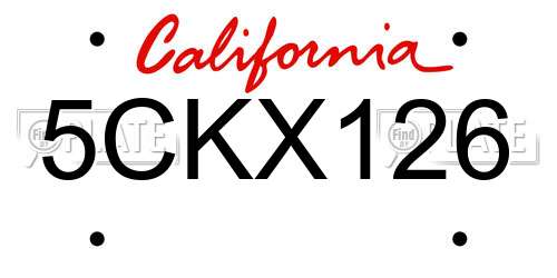 5CKX126 California License Plate