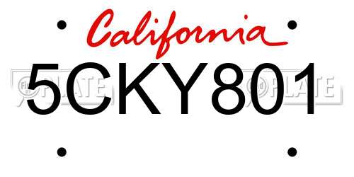 5CKY801 California License Plate