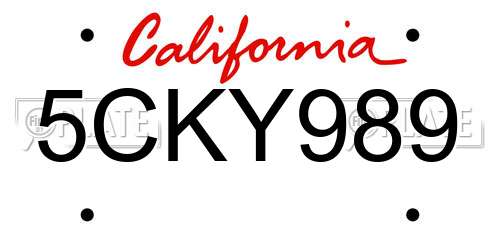 5CKY989 California License Plate
