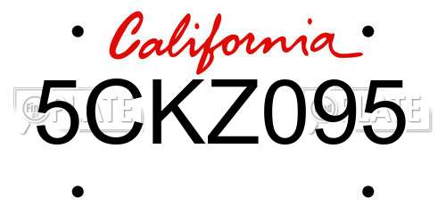 5CKZ095 California License Plate