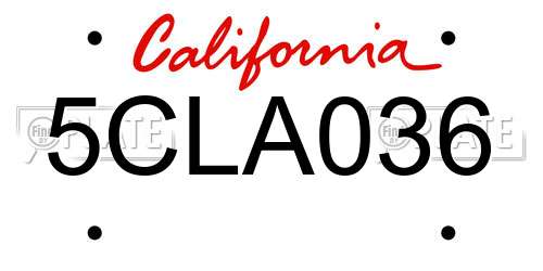 5CLA036 California License Plate