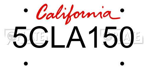 5CLA150 California License Plate