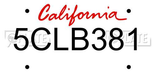 5CLB381 California License Plate