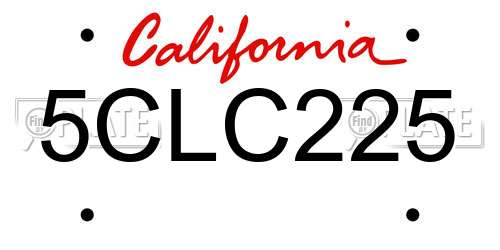 5CLC225 California License Plate