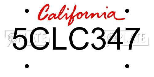 5CLC347 California License Plate