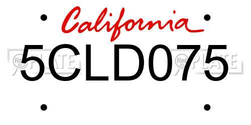 5CLD075 California License Plate