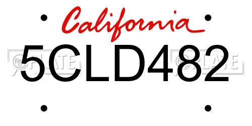 5CLD482 California License Plate